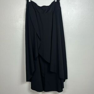 Black Tulip Hem Elastic Waistband Midi Stretch Skort Size XL